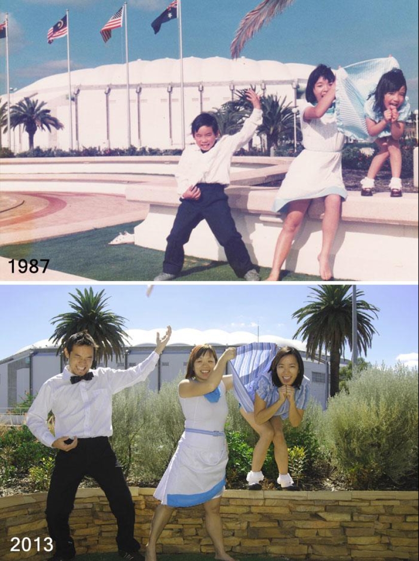 25 family photos that were recreated many years later