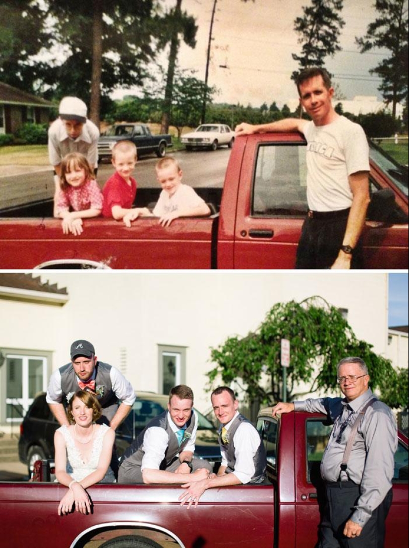 25 family photos that were recreated many years later