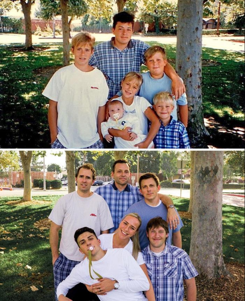 25 family photos that were recreated many years later
