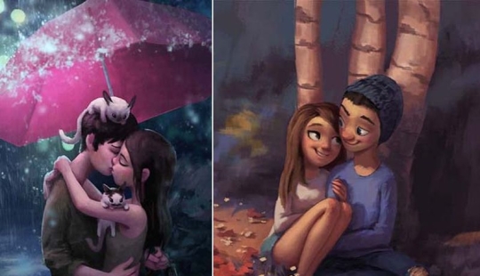 30 idílico ilustraciones de amor y afecto que calentará tu corazón