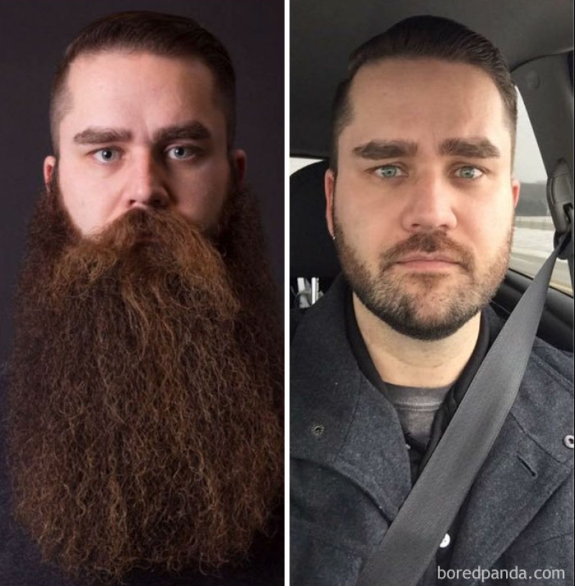 30 men with and without a beard. Are they exactly the same people?