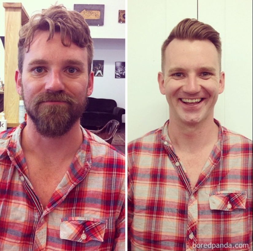 30 men with and without a beard. Are they exactly the same people?