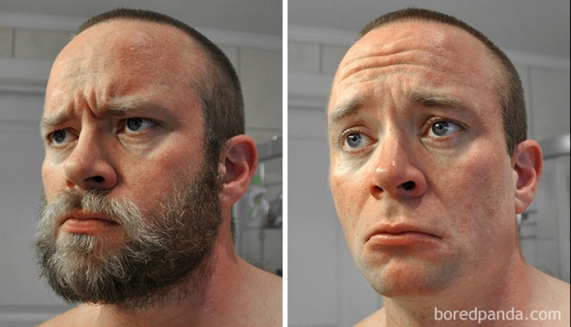 30 men with and without a beard. Are they exactly the same people?