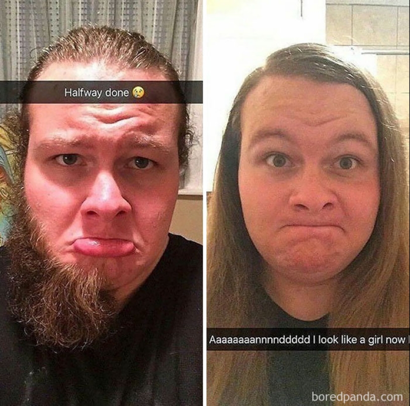 30 men with and without a beard. Are they exactly the same people?