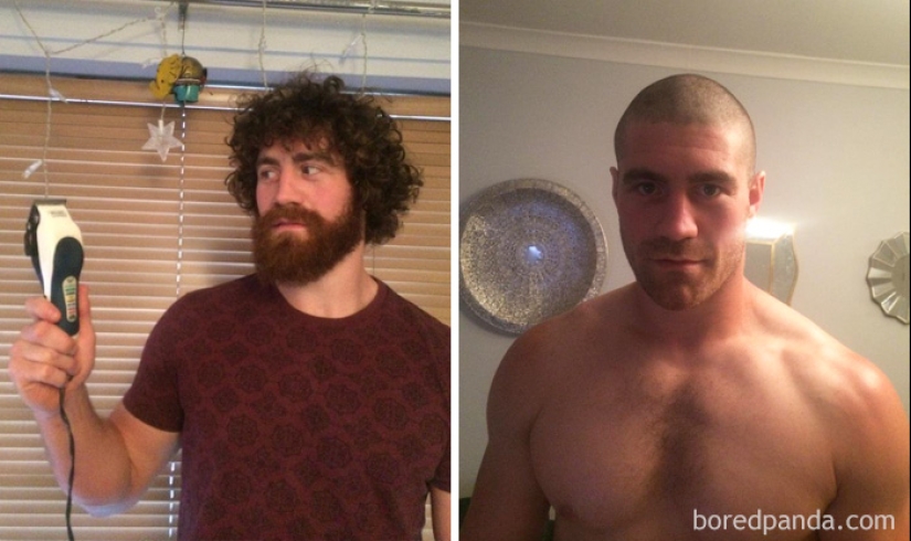 30 men with and without a beard. Are they exactly the same people?