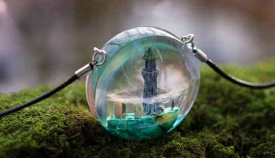 69 copyright of ornaments and decor with miniature worlds inside