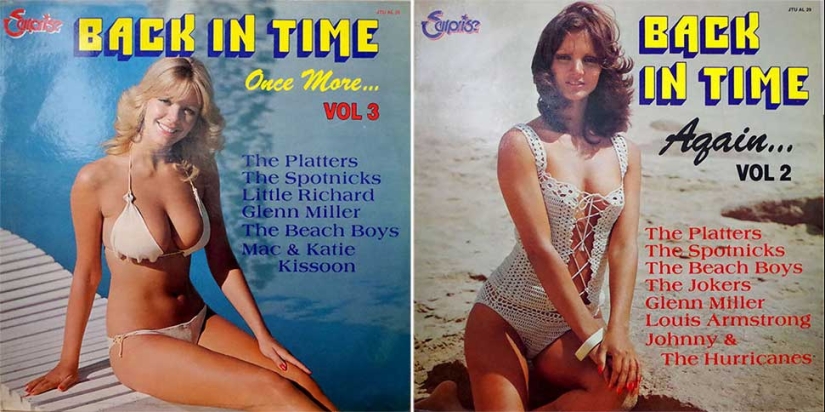 A sexy bikini with record covers 60-80 years A sexy bikini with record covers 60-80 years