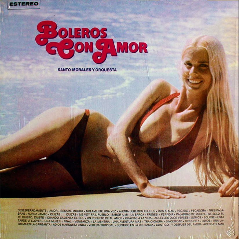 A sexy bikini with record covers 60-80 years A sexy bikini with record covers 60-80 years