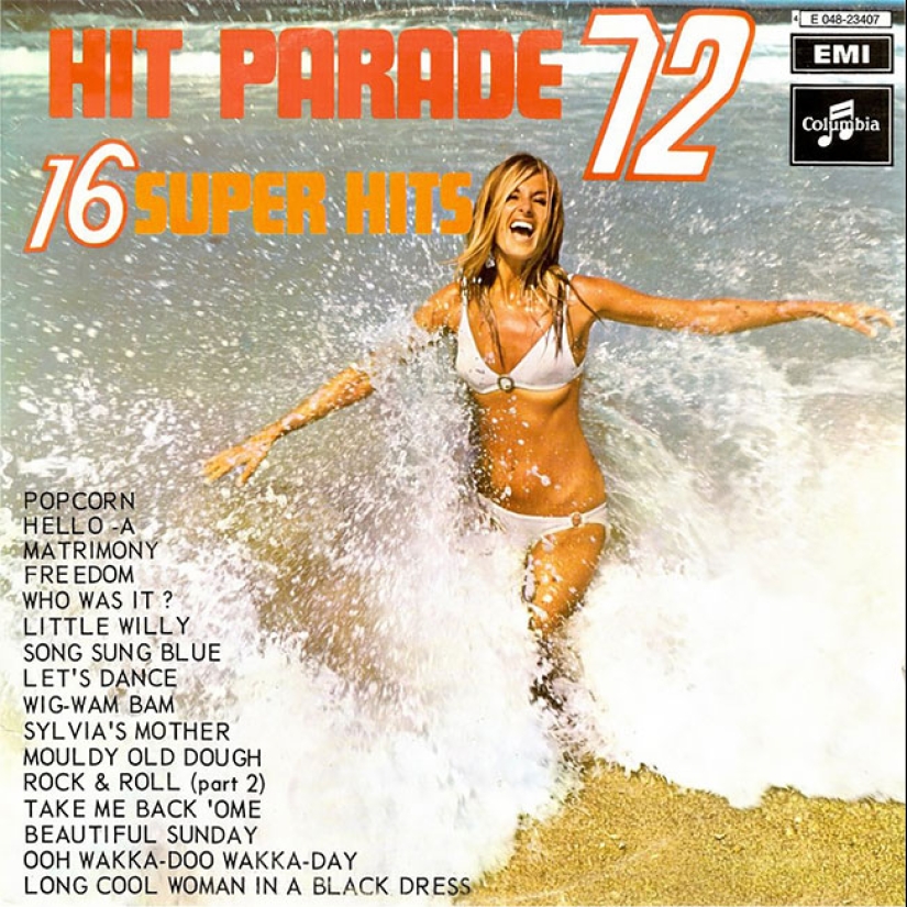 A sexy bikini with record covers 60-80 years A sexy bikini with record covers 60-80 years