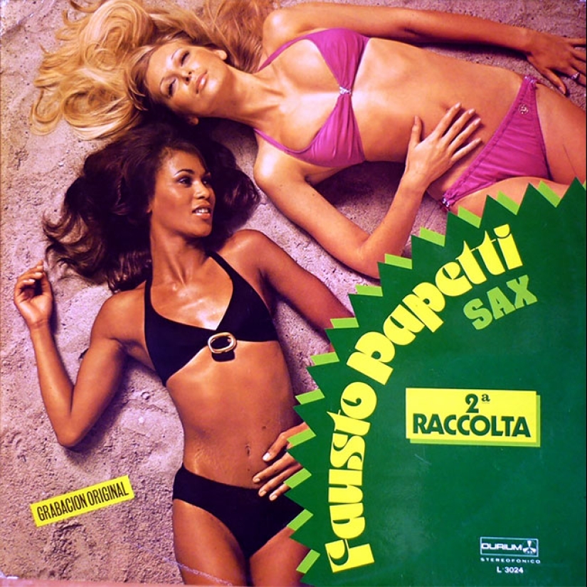 A sexy bikini with record covers 60-80 years A sexy bikini with record covers 60-80 years