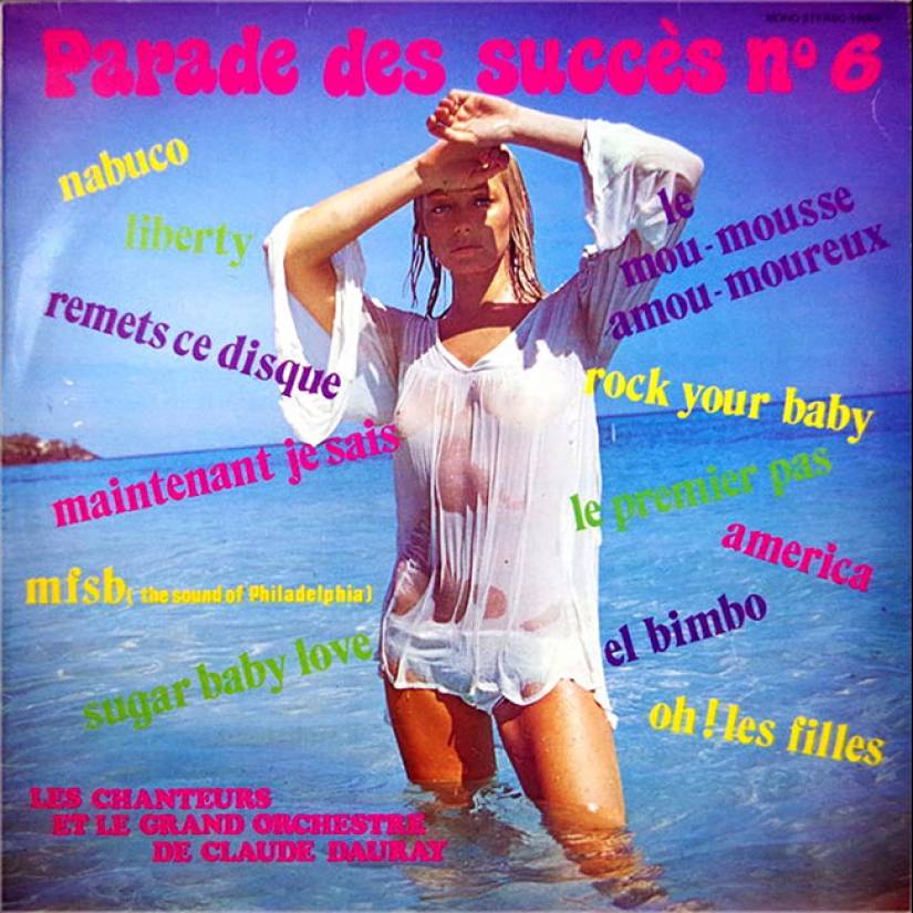 A sexy bikini with record covers 60-80 years A sexy bikini with record covers 60-80 years