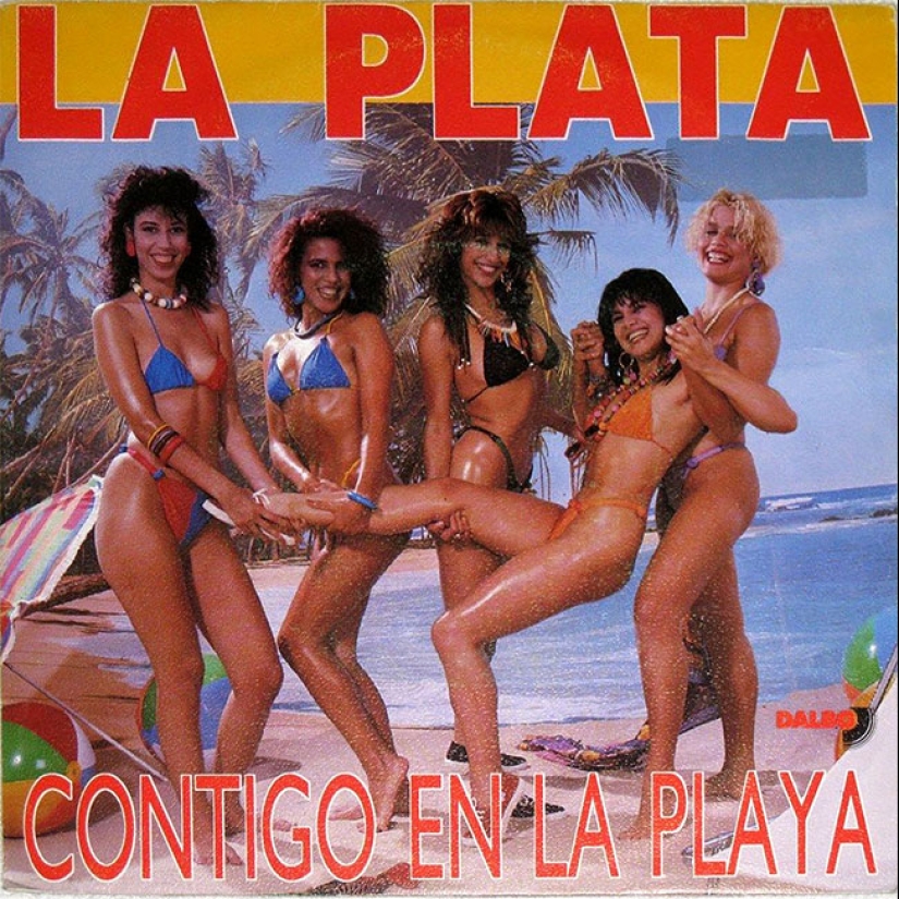A sexy bikini with record covers 60-80 years A sexy bikini with record covers 60-80 years