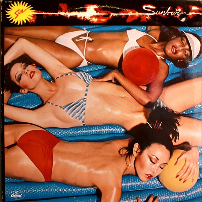 A sexy bikini with record covers 60-80 years A sexy bikini with record covers 60-80 years