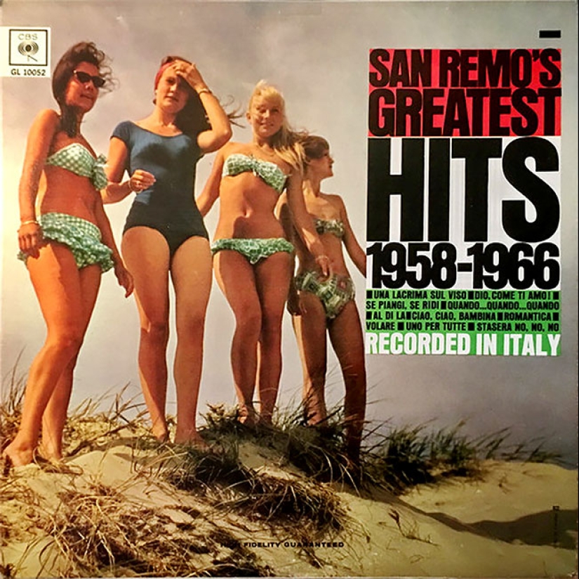 A sexy bikini with record covers 60-80 years A sexy bikini with record covers 60-80 years