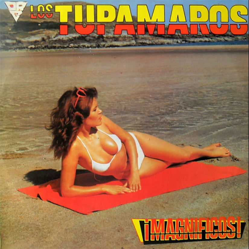 A sexy bikini with record covers 60-80 years A sexy bikini with record covers 60-80 years