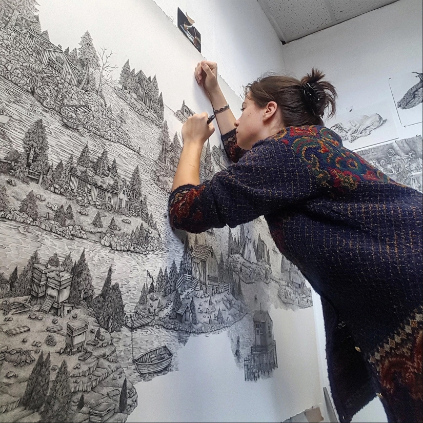 A whole world on paper: a British woman creates incredible landscapes with an ordinary pen