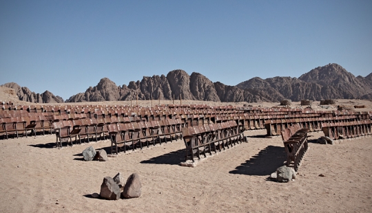 An abandoned cinema in the middle of the Sinai desert