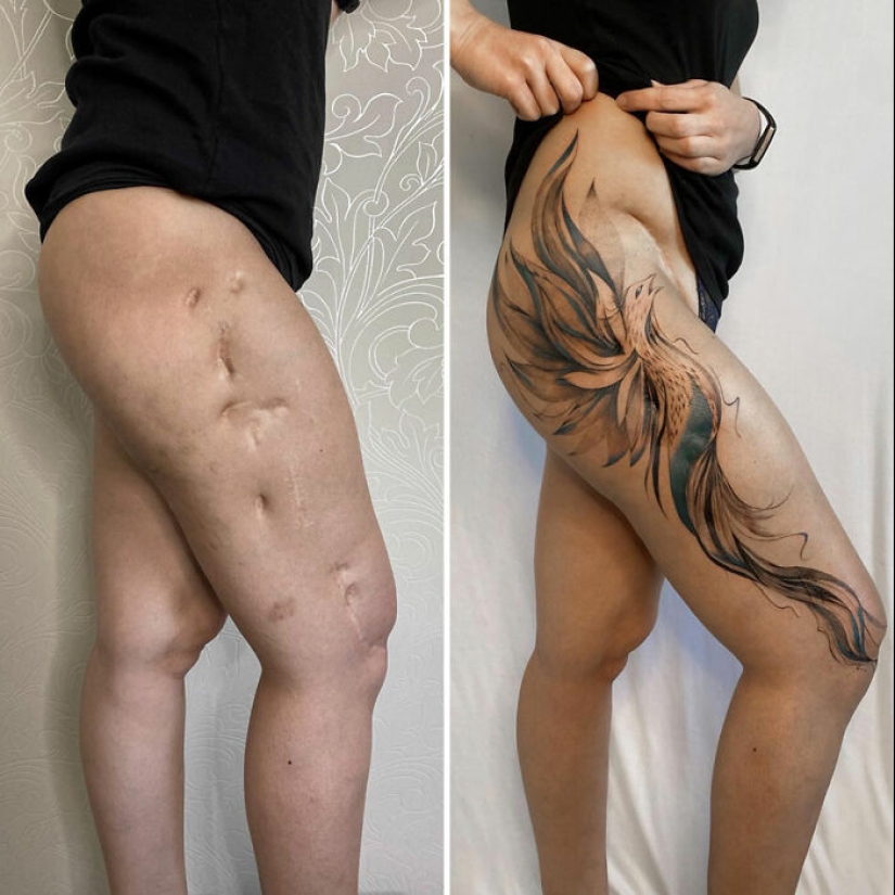 Artista del tatuaje cubre cicatrices con delicados diseños, y aquí están sus 10 mejores transformaciones