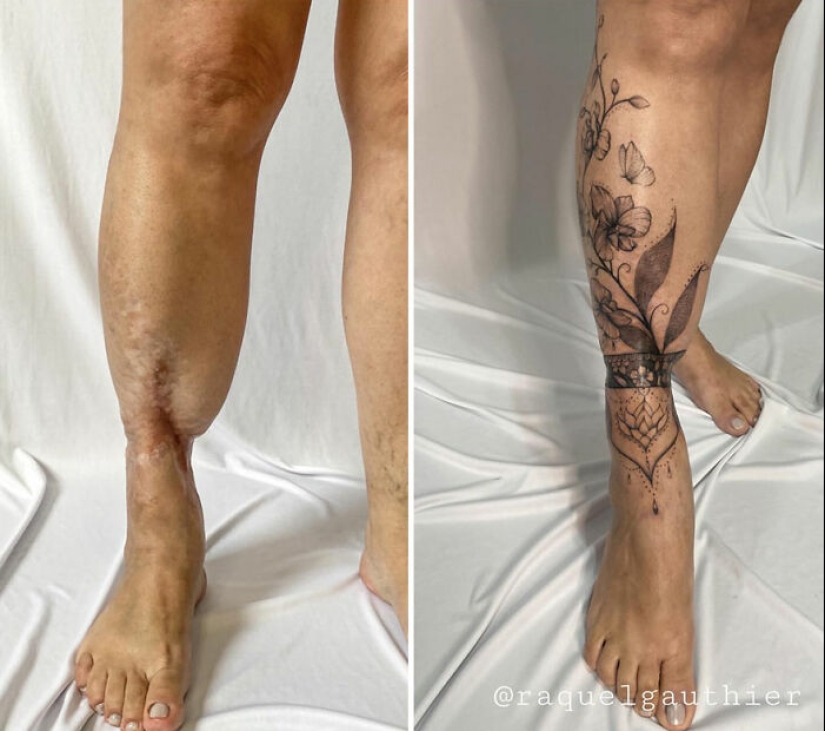 Artista del tatuaje cubre cicatrices con delicados diseños, y aquí están sus 10 mejores transformaciones