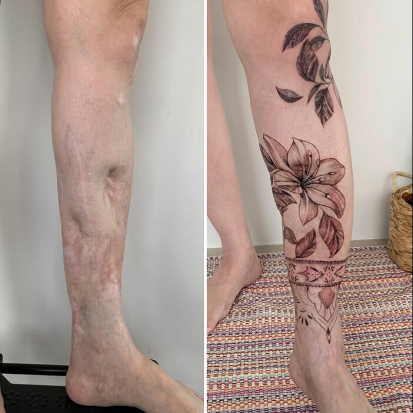 Artista del tatuaje cubre cicatrices con delicados diseños, y aquí están sus 10 mejores transformaciones