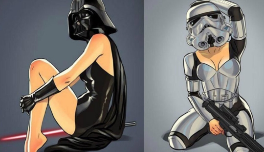 Artista ruso cambió el género de los protagonistas de "Star wars" y dibujó en el estilo de las pin-up Artista ruso cambió el género de los protagonistas de "Star wars" y dibujó en el estilo de las pin-up
