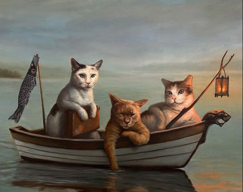 Artist’s 15 Thought-Provoking Paintings Where Animals Interact With The World As Humans