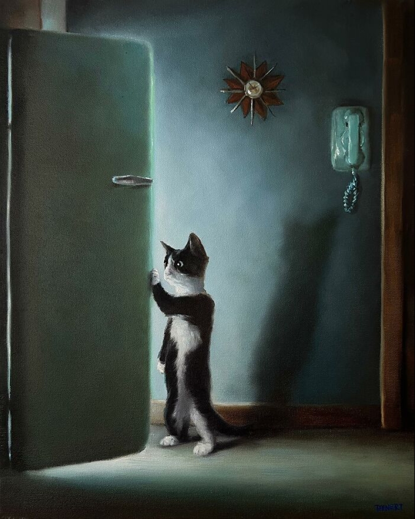 Artist’s 15 Thought-Provoking Paintings Where Animals Interact With The World As Humans