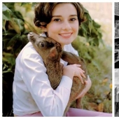 Audrey Hepburn and her fawn named Pippin Audrey Hepburn and her fawn named Pippin