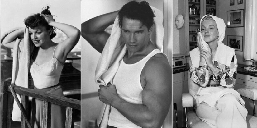 Beauty (and handsome) in towels: 9 vintage photographs of stars after the shower