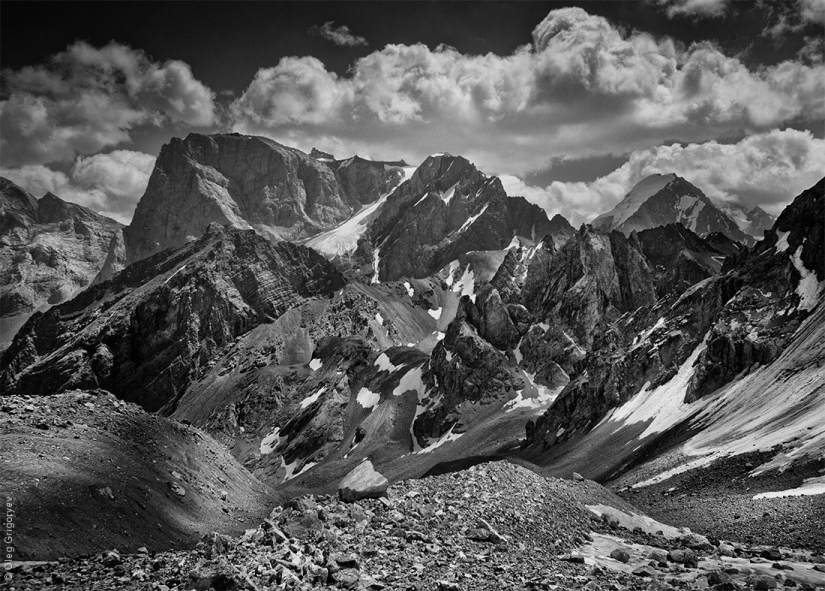 Black and white photography of mountains Black and white photography of mountains