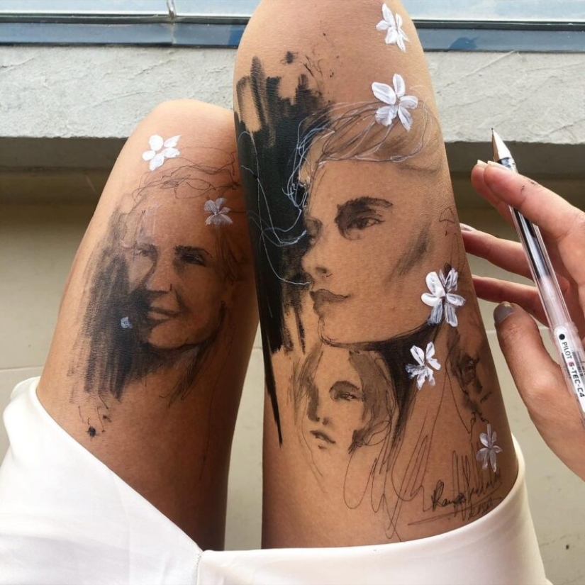 Body art on the hips from the Jordanian artist Randa Haddadin