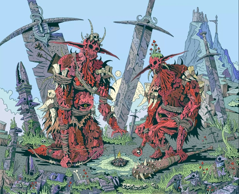 Caballeros ocultos, chamanes y misticismo en las pinturas del artista Doodleskelly Caballeros ocultos, chamanes y misticismo en las pinturas del artista Doodleskelly