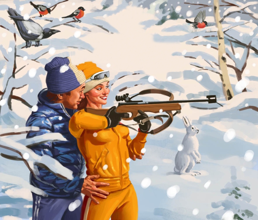 Carteles pin-up soviéticos por Valery Barykin