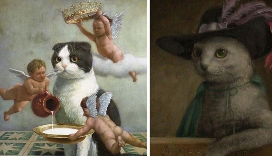 Cats are kings in the works of a talented Japanese artist, Tokujiro kawaii Cats are kings in the works of a talented Japanese artist, Tokujiro kawaii