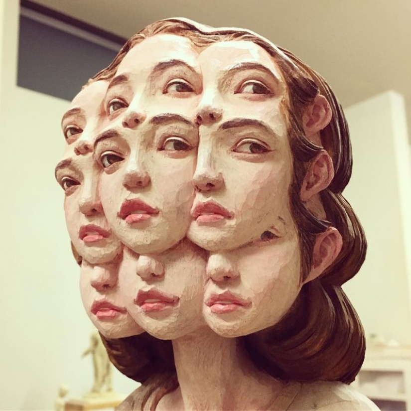 Changeable mood wooden sculptures Yoshitoshi Kanemaki