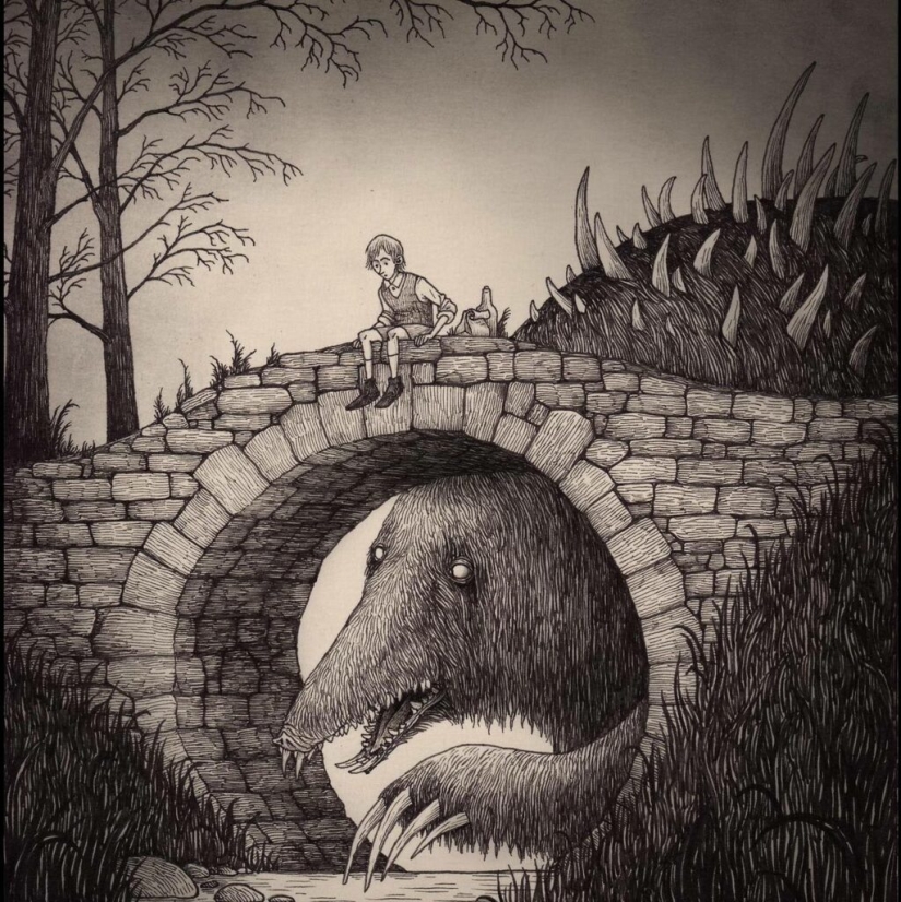 Children's nightmares in the drawings of horror master John Mortensen