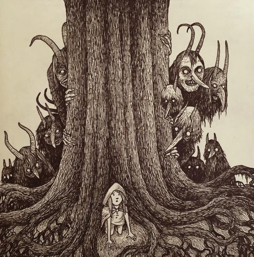 Children's nightmares in the drawings of horror master John Mortensen