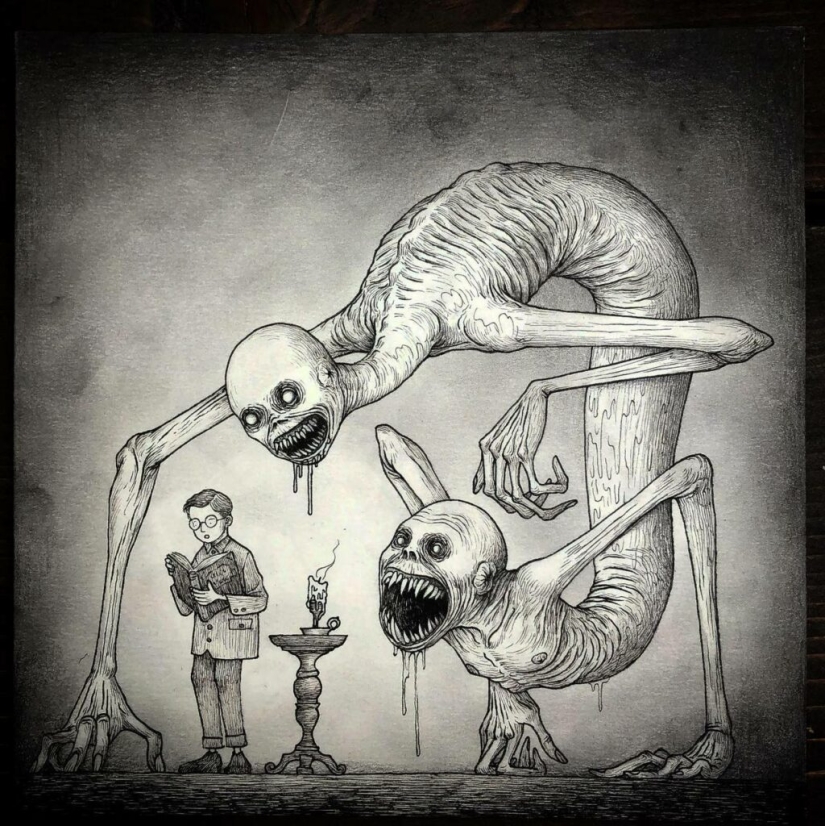 Children's nightmares in the drawings of horror master John Mortensen