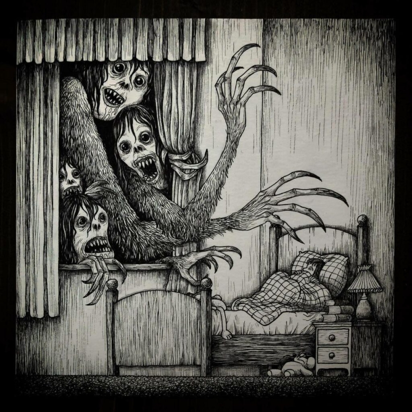 Children's nightmares in the drawings of horror master John Mortensen