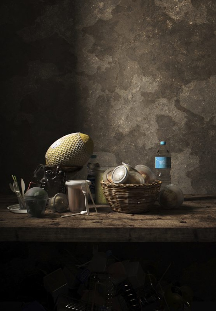Clásico de plástico: pinturas famosas artículos en envases de plástico
