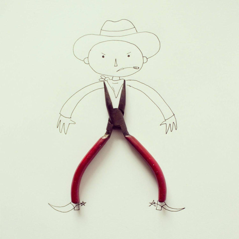 Cómo se ven los dibujos de alimentos y artículos improvisados