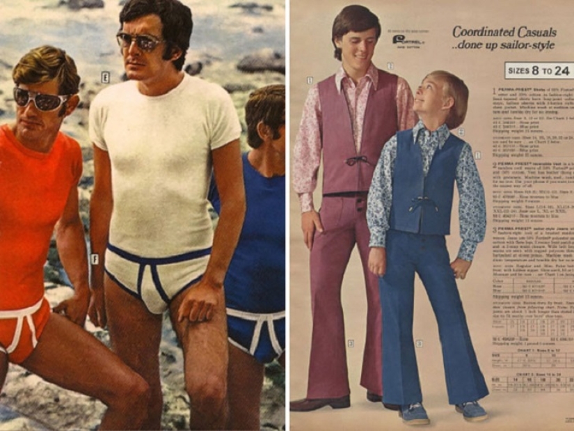 Color brillante, corte indecente, jaula atrevida e impensable con fondo de campana: la moda masculina de los años 70 Color brillante, corte indecente, jaula atrevida e impensable con fondo de campana: la moda masculina de los años 70