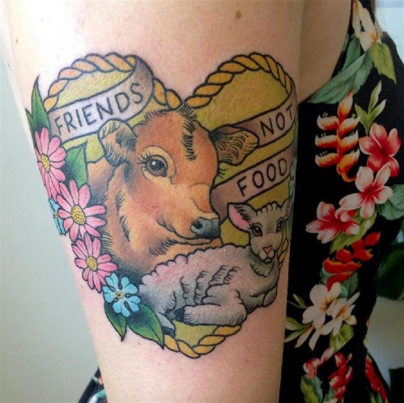 "Comer su ensalada — no te metas con los chicos": ¿qué es un tatuaje cubren los veganos "Comer su ensalada — no te metas con los chicos": ¿qué es un tatuaje cubren los veganos