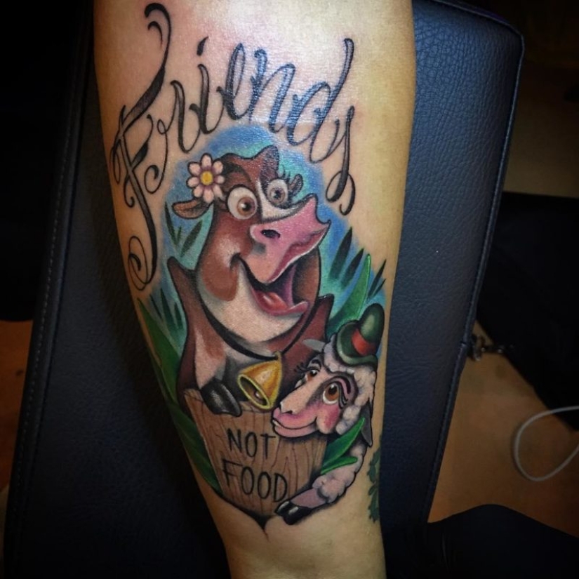 "Comer su ensalada — no te metas con los chicos": ¿qué es un tatuaje cubren los veganos "Comer su ensalada — no te metas con los chicos": ¿qué es un tatuaje cubren los veganos