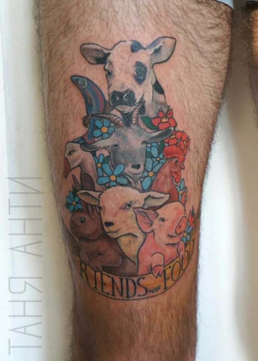 "Comer su ensalada — no te metas con los chicos": ¿qué es un tatuaje cubren los veganos "Comer su ensalada — no te metas con los chicos": ¿qué es un tatuaje cubren los veganos