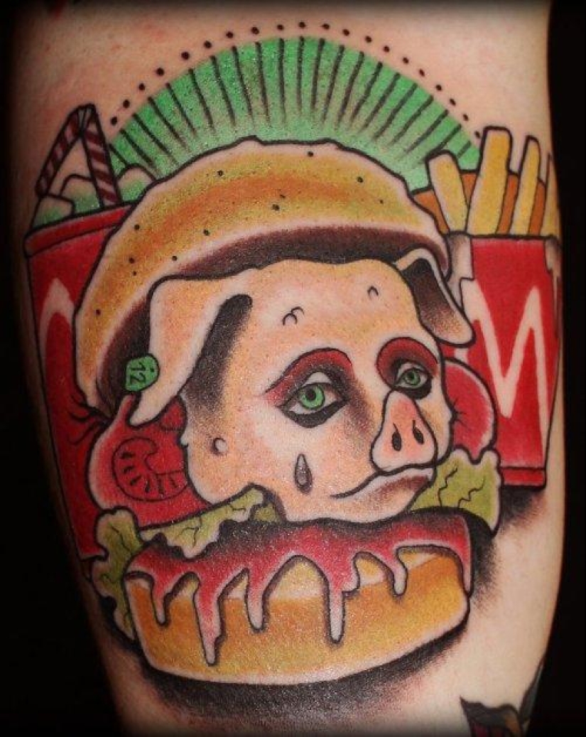 "Comer su ensalada — no te metas con los chicos": ¿qué es un tatuaje cubren los veganos "Comer su ensalada — no te metas con los chicos": ¿qué es un tatuaje cubren los veganos