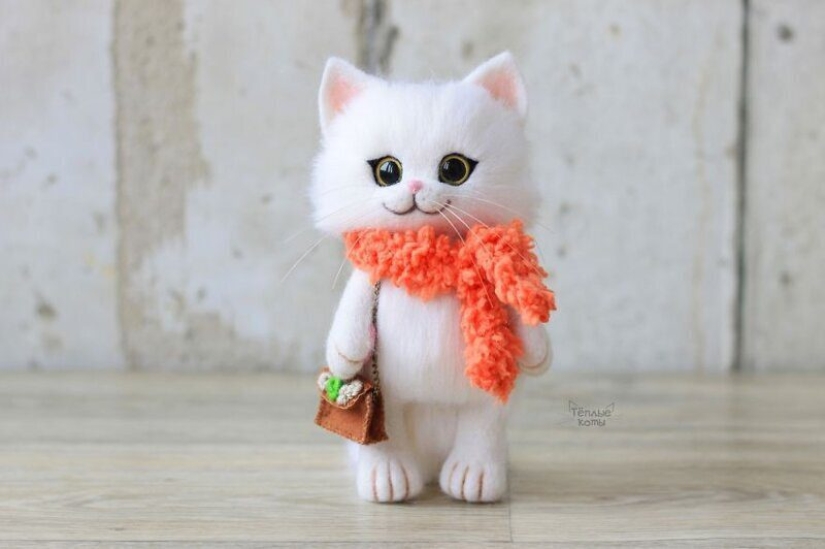 Cute kittens made of felt from the needlewoman Elizabeth Delektorskaya