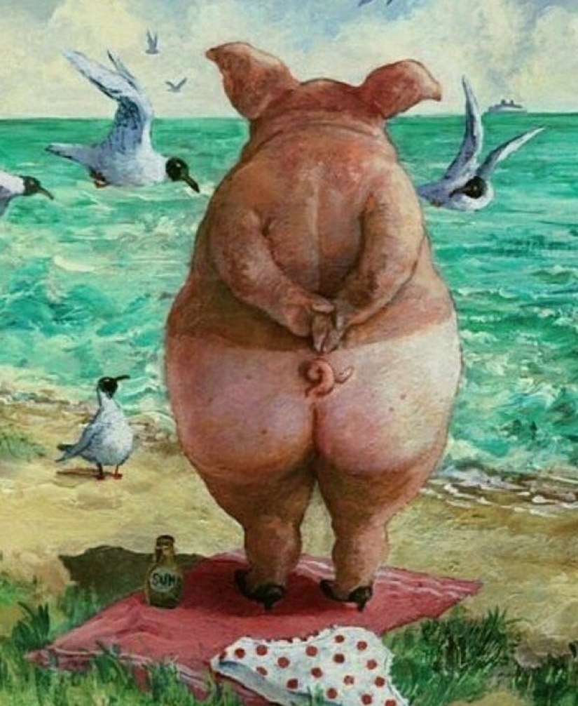 Cute nonsense in the paintings of the artist, writer and hooligan Rudi Hurzlmayer