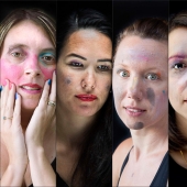 Daughters-mothers: little girls did their moms makeup Daughters-mothers: little girls did their moms makeup