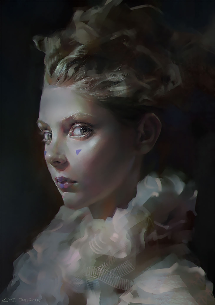 Delicate portraits from master digital painting Yanjun Chen